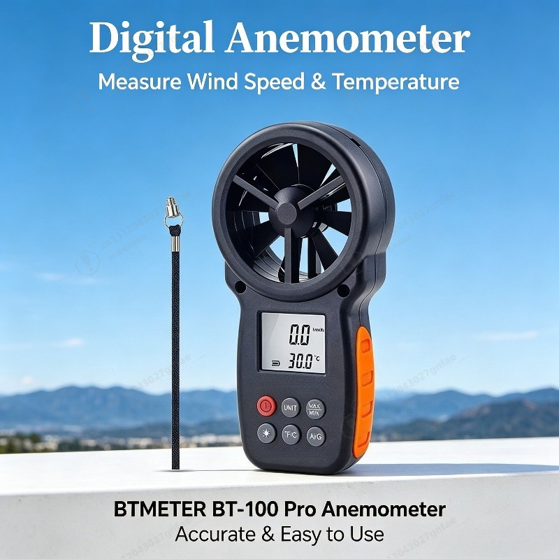 Anemometer Digital Wind Speed - Цифровой анемометр BT-100: портативный измеритель скорости