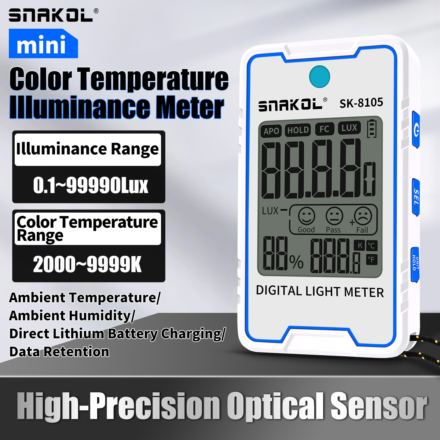 Lux Meter Digital Light - SNAKOL SK-8105 Портативный мини-цифровой люксметр с