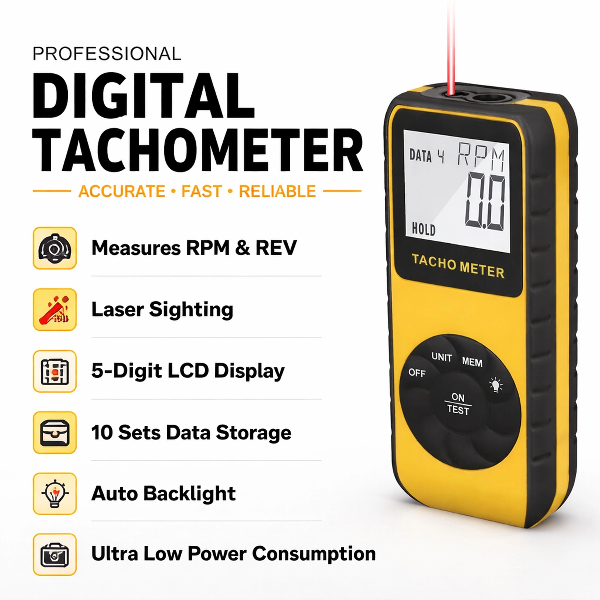 Tachometer Digital Laser Rpm - Бесконтактный лазерный тахометр, измеритель оборотов в