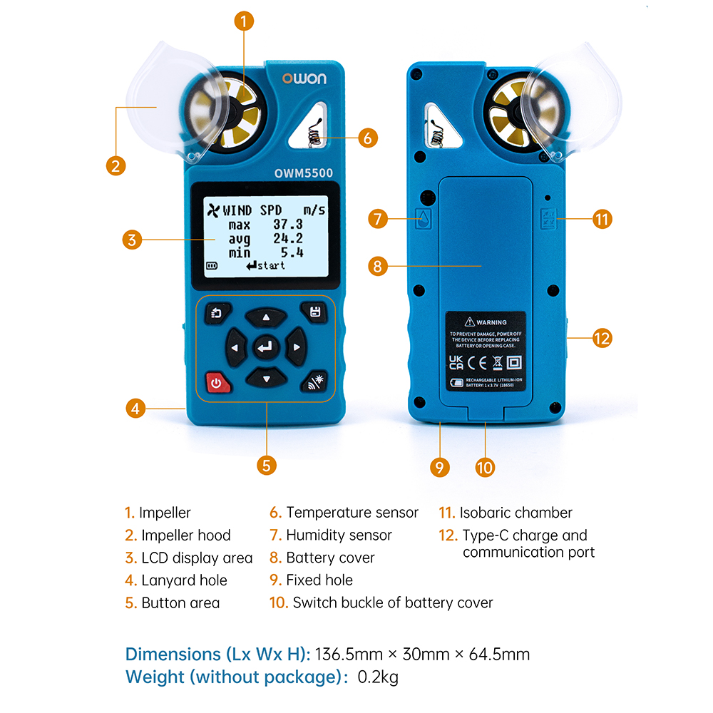 OWON OWM5500 – умный анемометр – обзор и цена Anemometer Digital Wind Speed