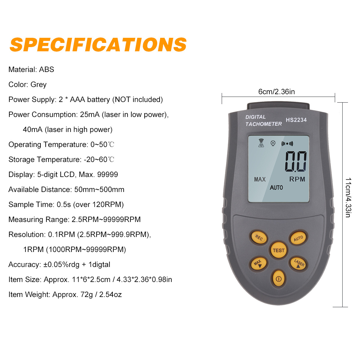Бесконтактный цифровой лазерны – обзор и цена Tachometer Digital Laser Rpm