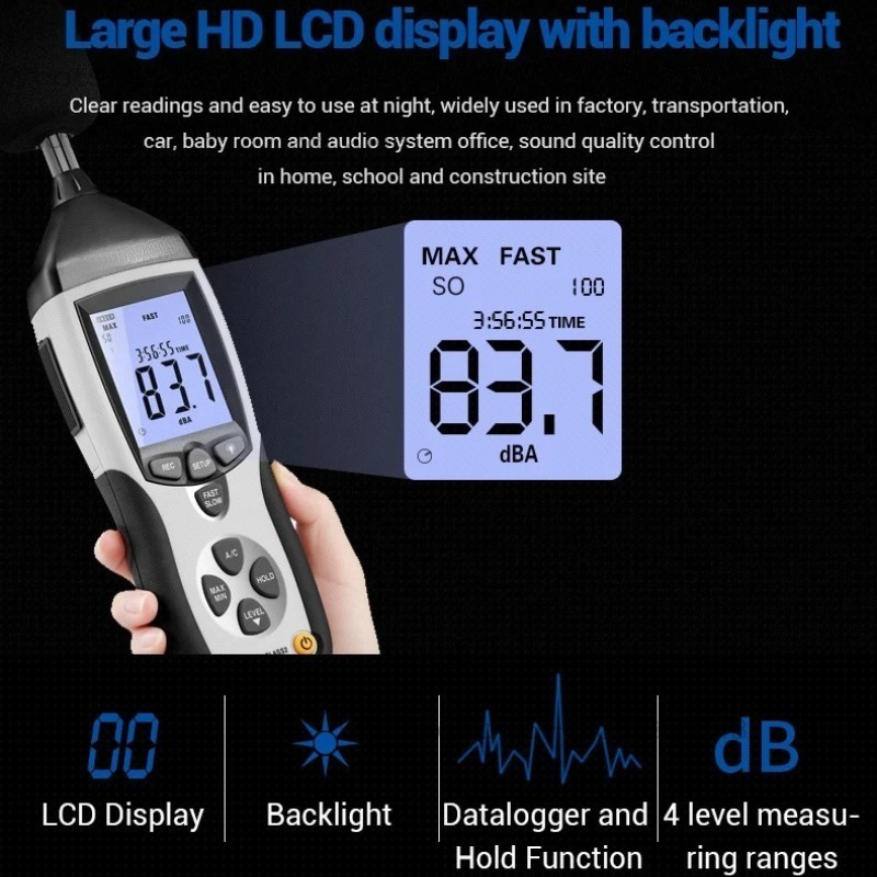 Цифровой шумомер DT-8852 с диа – обзор и цена Sound Level Meter Db 30-130