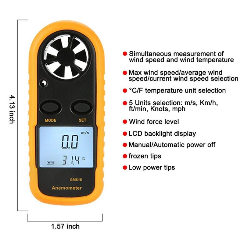1 шт. GM816 цифровой анемометр – обзор и цена Anemometer Digital Wind Speed