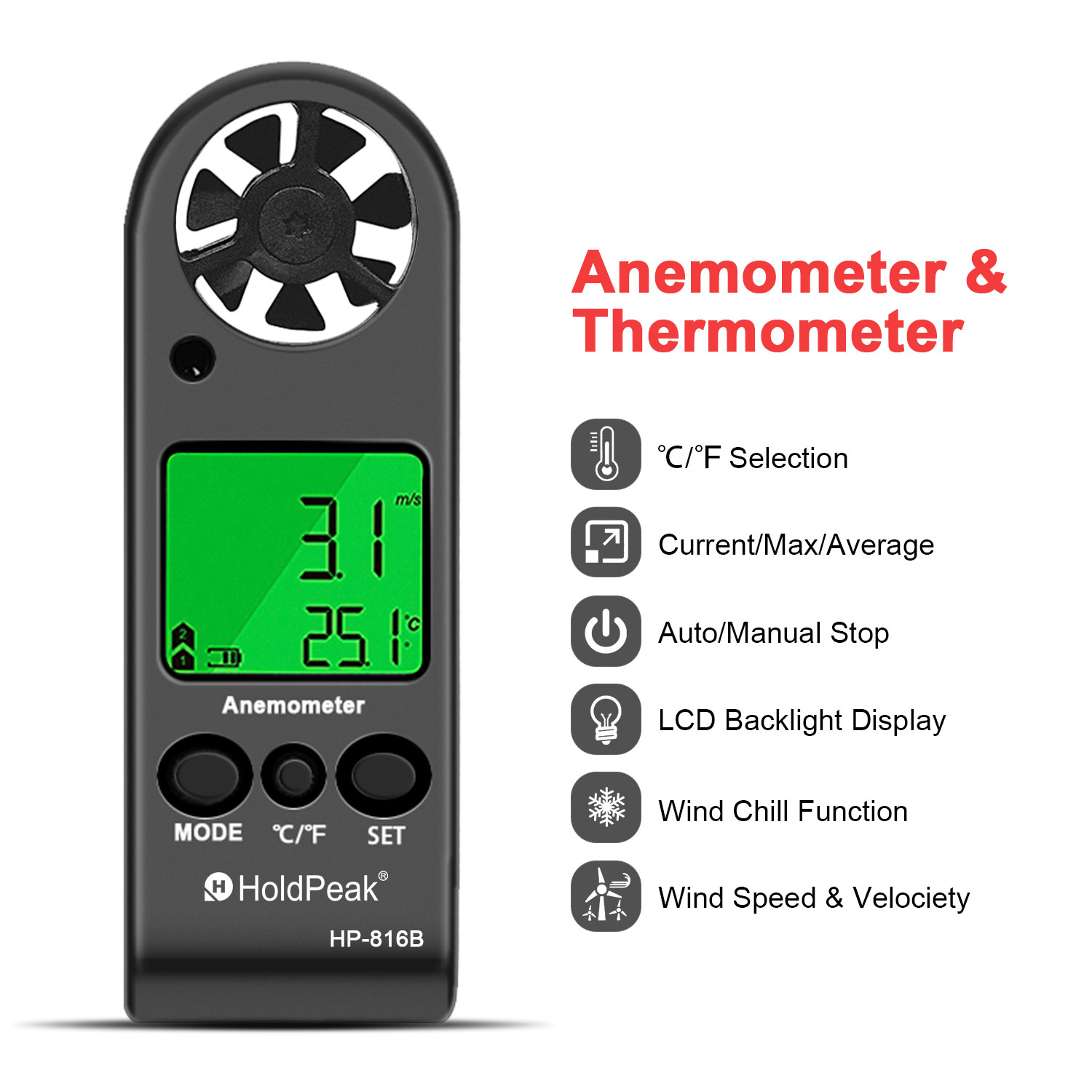 Цифровой анемометр-измеритель  – обзор и цена Anemometer Digital Wind Speed