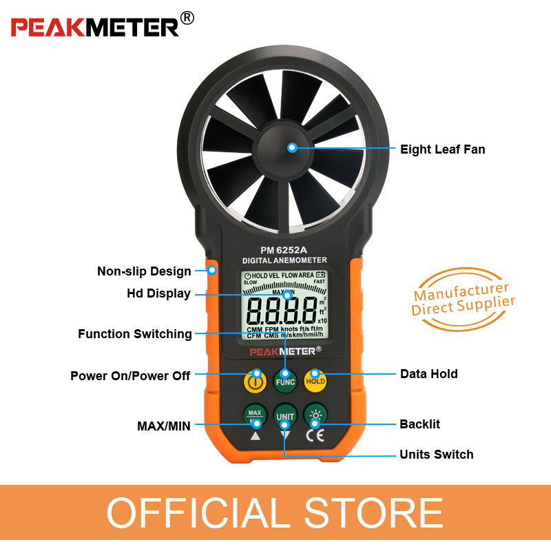 PEAKMETER PM6252A Ручной анемо – обзор и цена Anemometer Digital Wind Speed