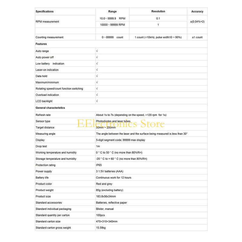 B03C UT373 Цифровой бесконтакт – обзор и цена Tachometer Digital Laser Rpm