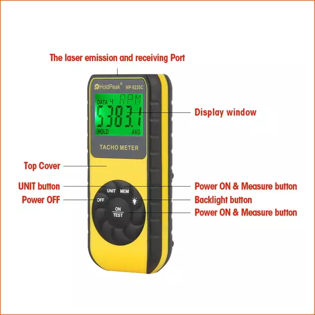 Лазерный тахометр HoldPeak, ци – обзор и цена Tachometer Digital Laser Rpm