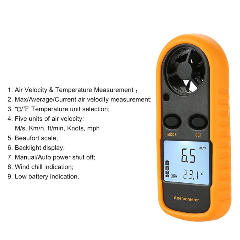 Анемометр A76I для измерения с – обзор и цена Anemometer Digital Wind Speed