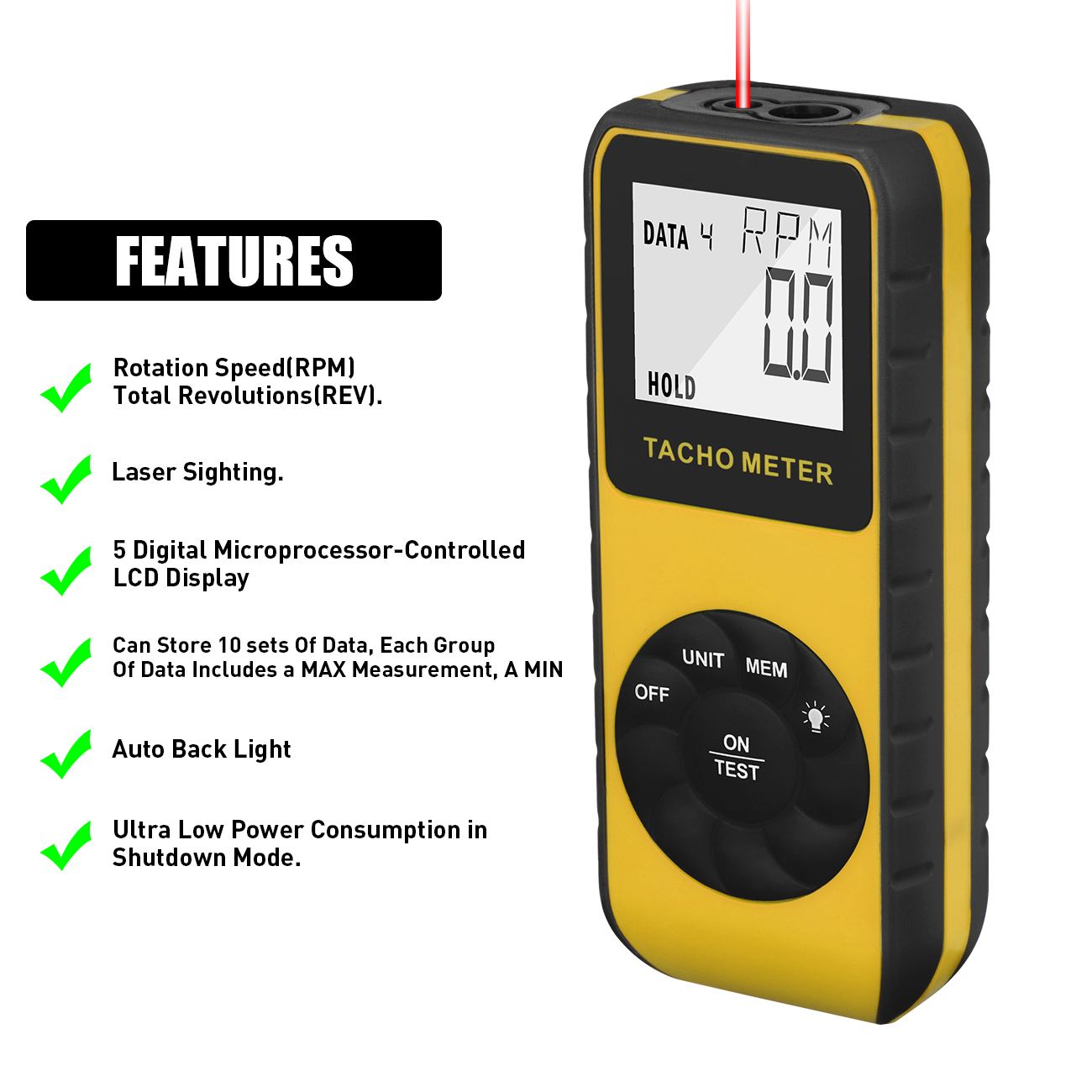 Бесконтактный лазерный тахомет – обзор и цена Tachometer Digital Laser Rpm